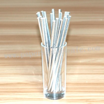 Metallic Silver Foil Paper Straws 500pcs [npaperstraws102]