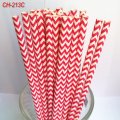 Paper Drinking Straws Printed Deep Pink Chevron 500pcs