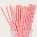 Assorted Star Paper Straws Light Pink Gold Foil 500 pcs