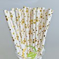 Bubble Assorted Dot Paper Straws Metallic Gold Foil 500 pcs