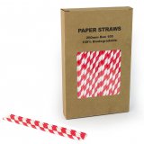 100 pcs/Box Bright Red Striped Paper Drinking Straws 100 pcs/Box Bright Red Striped Paper Drinking Straws