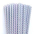 100 Pcs/Box Mermaid Purple Silver Foil Scale Paper Straws