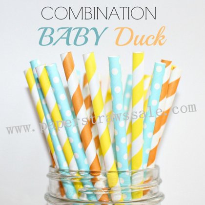 300pcs BABY DUCK Paper Straws Mixed [themedstraws173]