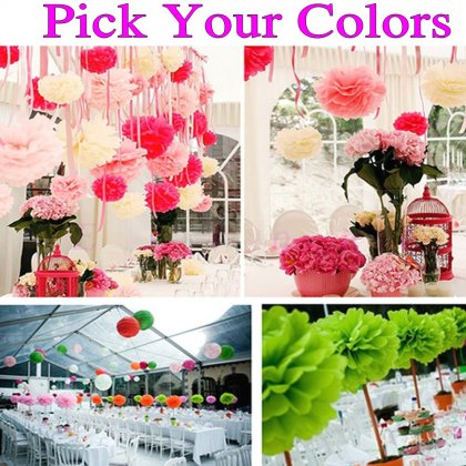 150pcs 14"(35cm) Tissue Paper Pom Poms Wholesale [wholesale009]