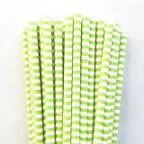 Horizontal Stripe Lime Green Circle Paper Straws 500 Pcs