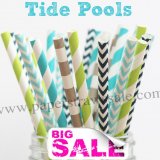 250pcs TIDE POOLS Themed Paper Straws Mixed