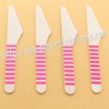 Wooden Knives with Hot Pink Striped Print 100pcs Wooden Knives with Hot Pink Striped Print 100pcs