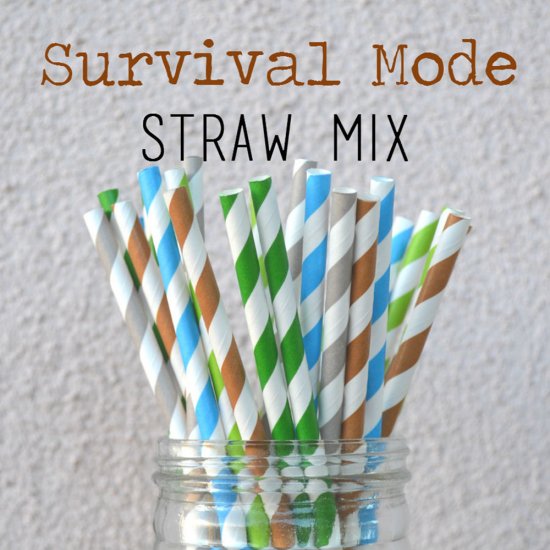 100 Pcs/Box Mixed Survival Mode Party Paper Straws - Click Image to Close