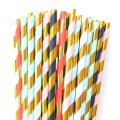 100 Pcs/Box Mixed Metallic Gold Foil Colored Stripe Paper Straws