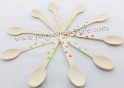 500pcs Mixed 10 Colors Polka Dot Colorful Wooden Spoons