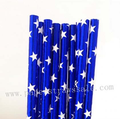 Metallic Blue Foil Star Paper Straws 500pcs [foilstraws033]
