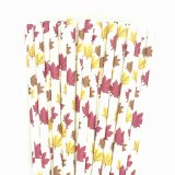 Brown Yellow Puplish Red Maple Leaf Paper Straws 500 Pcs