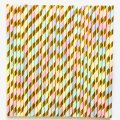 Metallic Gold Foil Rainbow Striped Paper Straws 500 Pcs