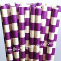 Purple Sailor Stripe Printed Paper Straws 500pcs