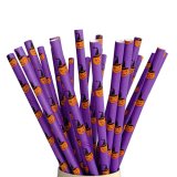 Halloween Witch Pumpkin Black Orange Purple Paper Straws 500 Pcs