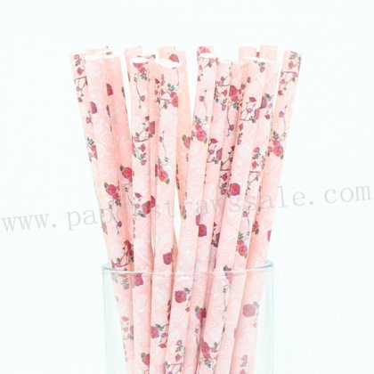 Pink Rose Light Pink Paper Straws 500pcs [fpaperstraws010]