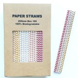 100 Pcs/Box Mixed Metallic Foil Chevron Paper Straws