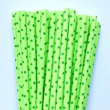 Lime Green With Deep Green Swiss Dot Paper Straws 500 Pcs