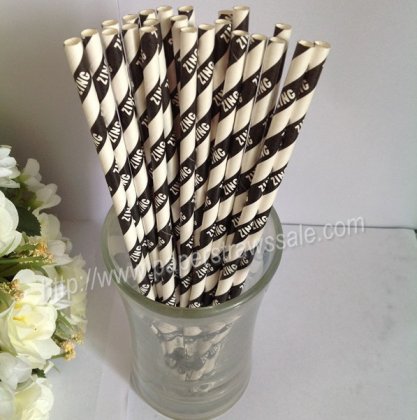 ZING Printed Paper Straws with Black Stripe 500pcs [npaperstraws018]