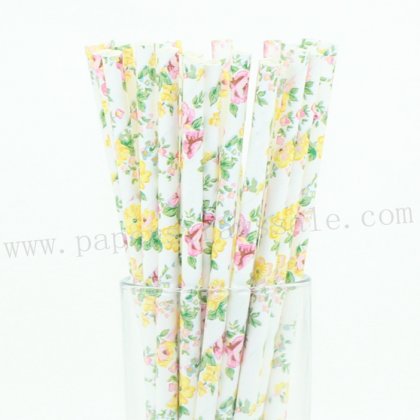Flower Garden Vintage Paper Straws 500pcs [fpaperstraws004]