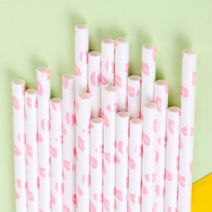 Light Pink Kiss Lip Print Paper Straws 500 pcs