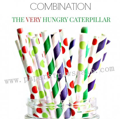 200pcs VERY HUNGRY CATERPILLAR Paper Straws Mixed