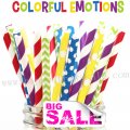 200pcs COLORFUL EMOTIONS Themed Paper Straws Mixed 200pcs COLORFUL EMOTIONS Themed Paper Straws Mixed