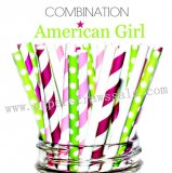 200pcs AMERICAN GIRL Paper Straws Mixed