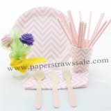 168 pieces/lot Pink Chevron Party Tableware Set