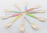 500pcs Mixed 10 Colors Striped Wooden Forks Bulk