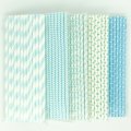 125 Pcs Mixed 5 Styles Light Blue Pastel Paper Straws