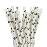 Halloween Black Skeleton Skull Paper Straws 500 pcs