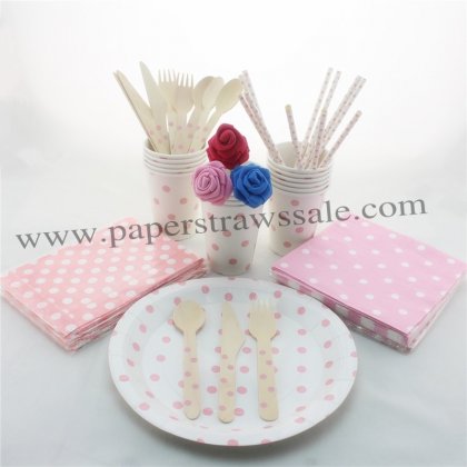 193 pieces/lot Party Dinnerware Set Pink Polka Dot [tablewareset020]