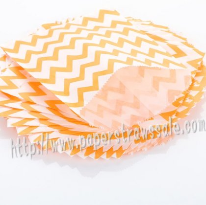 Orange Thin Chevron Paper Favor Bags 400pcs