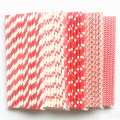 125 Pcs Mixed 5 Styles Red Party Paper Drinking Straws