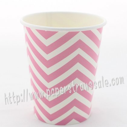 90Z Pink Chevron Paper Drinking Cups 120pcs [dpapercups010]