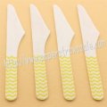Wooden Knives with Yellow Chevron Print 100pcs