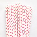 White With Hot Pink Swiss Dot Paper Straws 500 Pcs