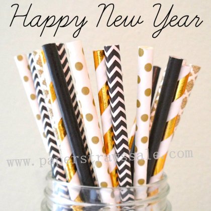 250pcs Happy New Year Party Paper Straws Mixed [themedstraws328]