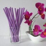 Paper Drinking Straws Dark Purple Chevron 500pcs