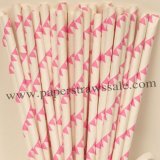 Hot Pink Bunting Print Paper Straws 500pcs Hot Pink Bunting Print Paper Straws 500pcs
