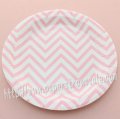 9" Round Paper Plates Pink Chevron 60pcs