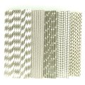 125 Pcs Mixed 5 Styles Grey Gray Paper Straws