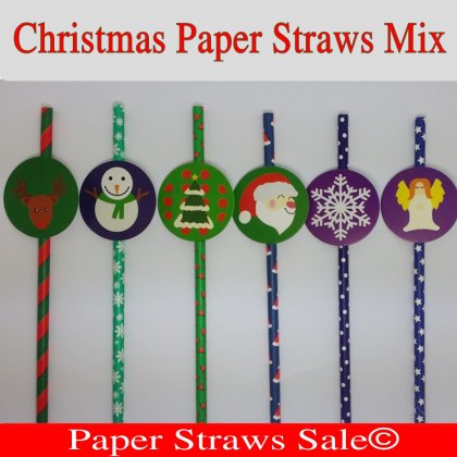 Christmas Paper Straws 1800pcs Mixed 6 Colors [mpaperstraws052]