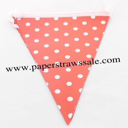 Red Polka Dot Party Bunting Flags 20 Strings [paperflags006]