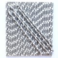 Grey Gray With White Polka Dot Paper Straws 500 Pcs