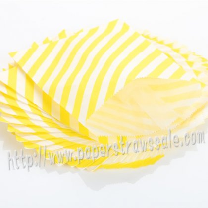 Yellow Diagonal Stripe Paper Favor Bags 400pcs