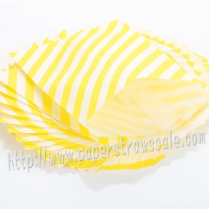 Yellow Diagonal Stripe Paper Favor Bags 400pcs
