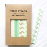 100 Pcs/Box Mixed Mint Gold Pink Minty Goodness Paper Straws