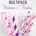 100 Pcs/Box Mixed Peonies Posies Party Paper Straws